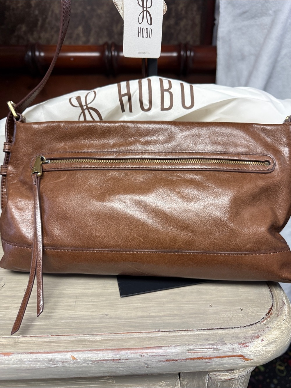 HOBO Cognac Brown Leather Shoulder / Crossbody Hobo Bag